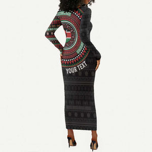 Personalised Kenya African Tribal Pattern Long Sleeve Bodycon Dress Chest Arm Tattoo LT15