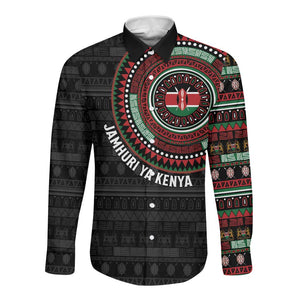 Personalised Kenya African Tribal Pattern Long Sleeve Button Shirt Chest Arm Tattoo