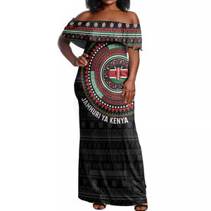 Personalised Kenya African Tribal Pattern Off Shoulder Maxi Dress Chest Arm Tattoo