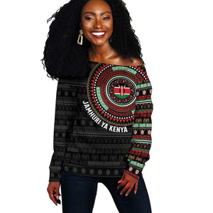Personalised Kenya African Tribal Pattern Off Shoulder Sweater Chest Arm Tattoo