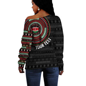 Personalised Kenya African Tribal Pattern Off Shoulder Sweater Chest Arm Tattoo