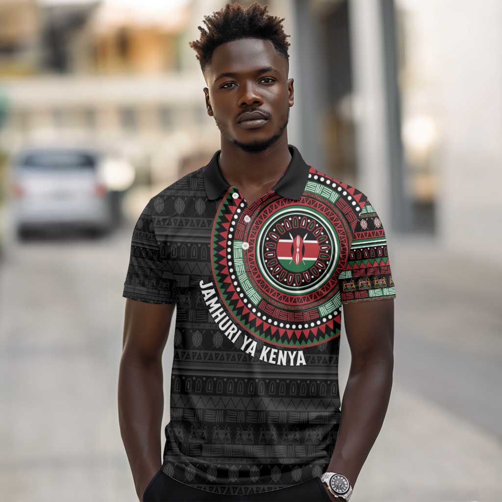 Personalised Kenya African Tribal Pattern Polo Shirt Chest Arm Tattoo