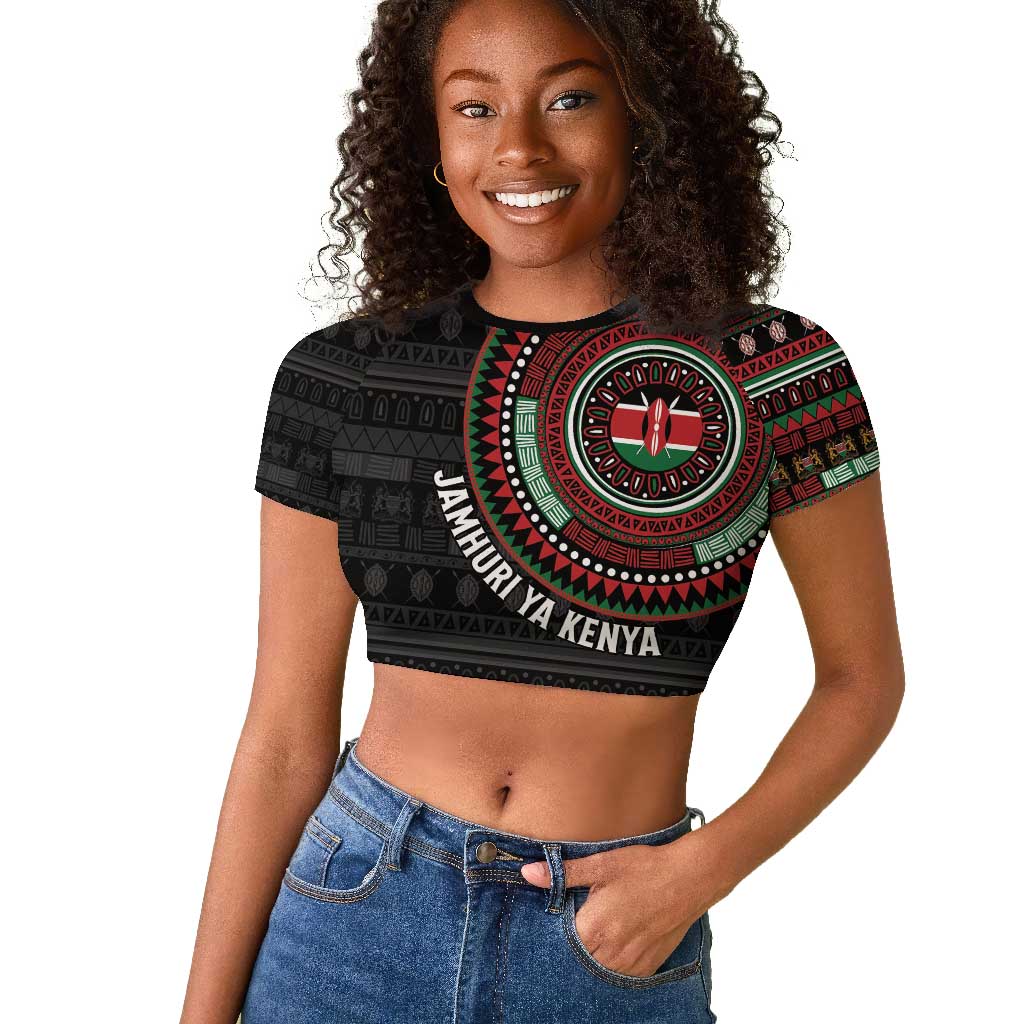 Personalised Kenya African Tribal Pattern Raglan Cropped T shirt Chest Arm Tattoo