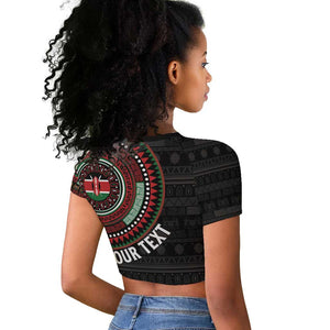Personalised Kenya African Tribal Pattern Raglan Cropped T shirt Chest Arm Tattoo