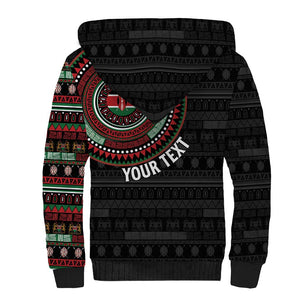 Personalised Kenya African Tribal Pattern Sherpa Hoodie Chest Arm Tattoo