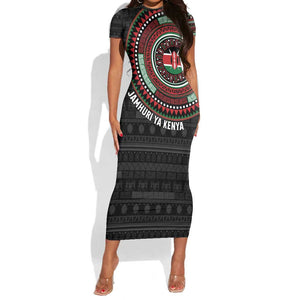 Personalised Kenya African Tribal Pattern Short Sleeve Bodycon Dress Chest Arm Tattoo LT15