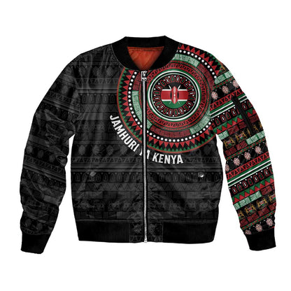 Personalised Kenya African Tribal Pattern Sleeve Zip Bomber Jacket Chest Arm Tattoo