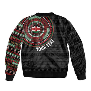 Personalised Kenya African Tribal Pattern Sleeve Zip Bomber Jacket Chest Arm Tattoo