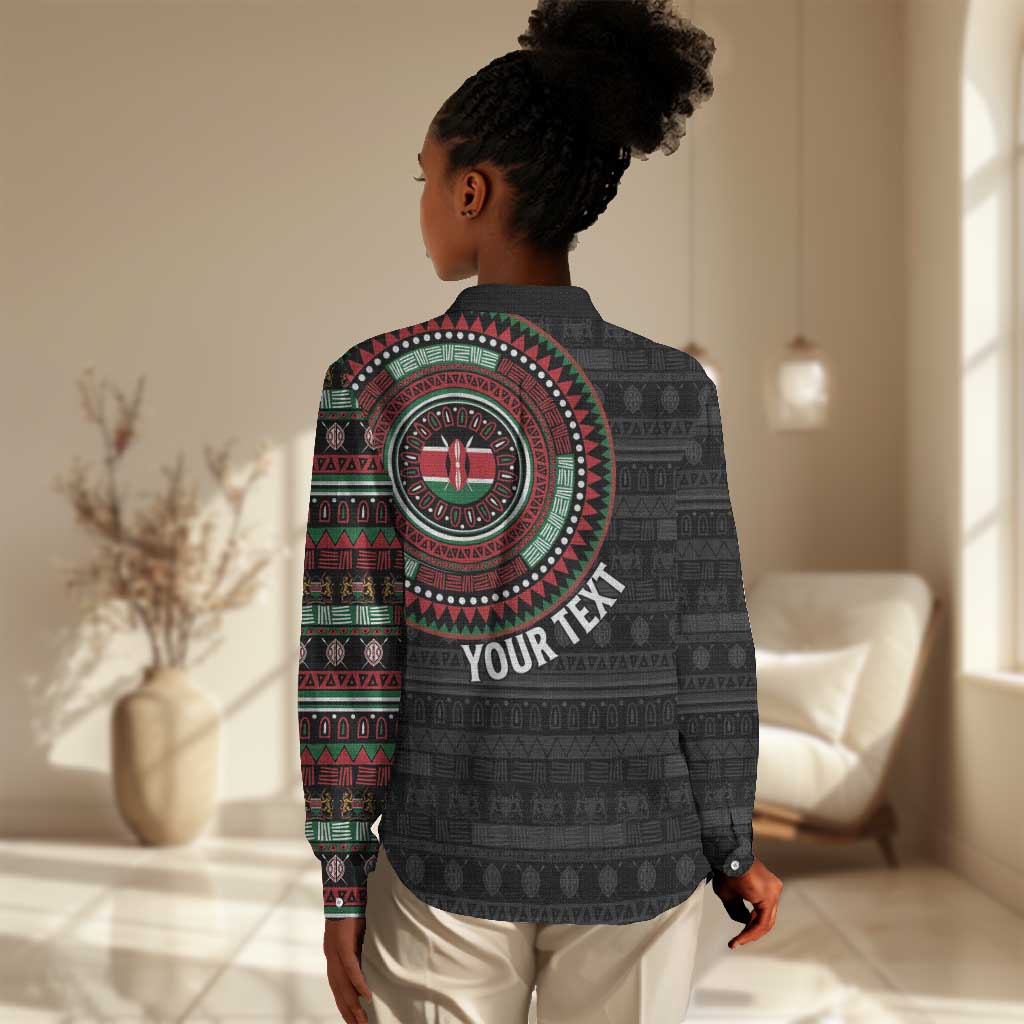 Personalised Kenya African Tribal Pattern Women Casual Shirt Chest Arm Tattoo