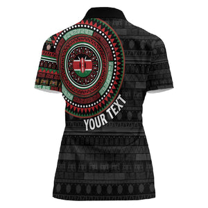 Personalised Kenya African Tribal Pattern Women Polo Shirt Chest Arm Tattoo