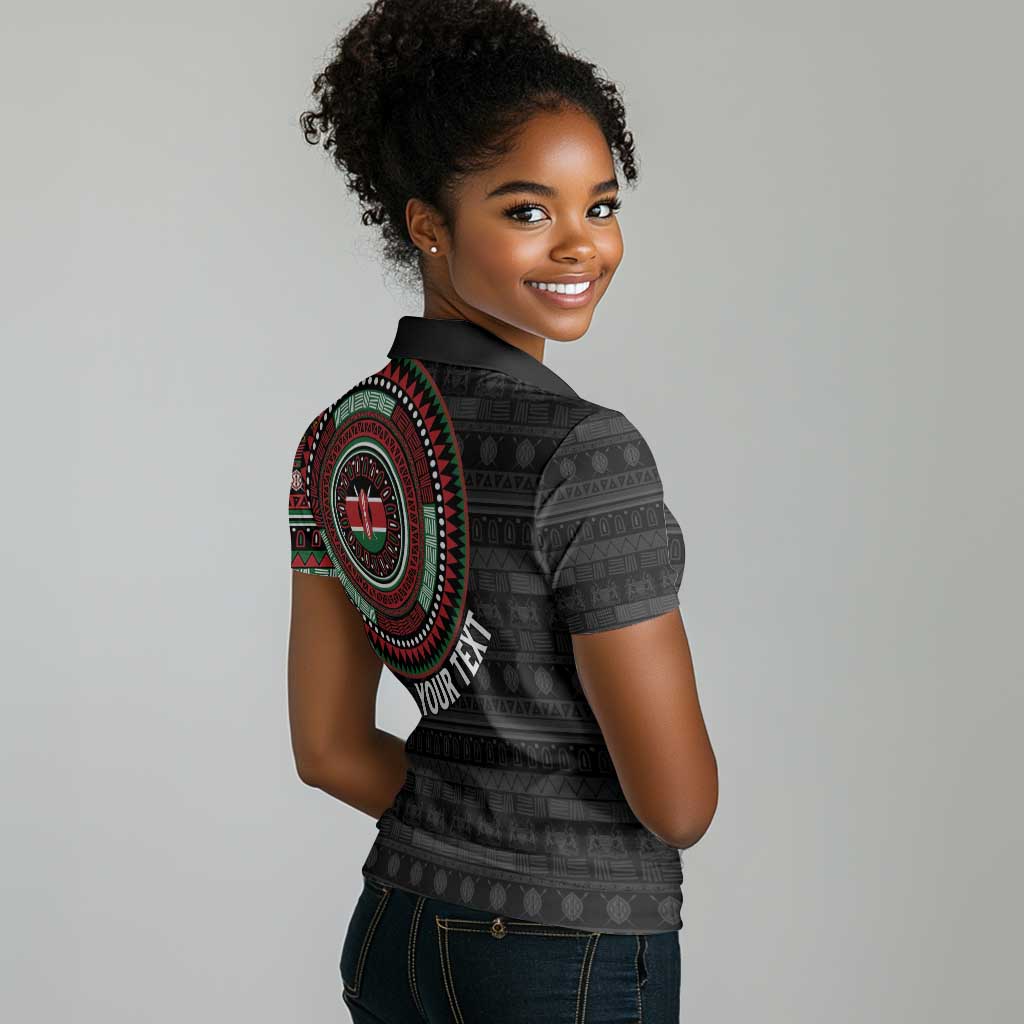Personalised Kenya African Tribal Pattern Women Polo Shirt Chest Arm Tattoo