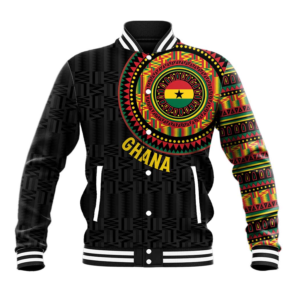 Personalised Ghana African Tribal Mix Kente Patterns Baseball Jacket Chest Arm Tattoo
