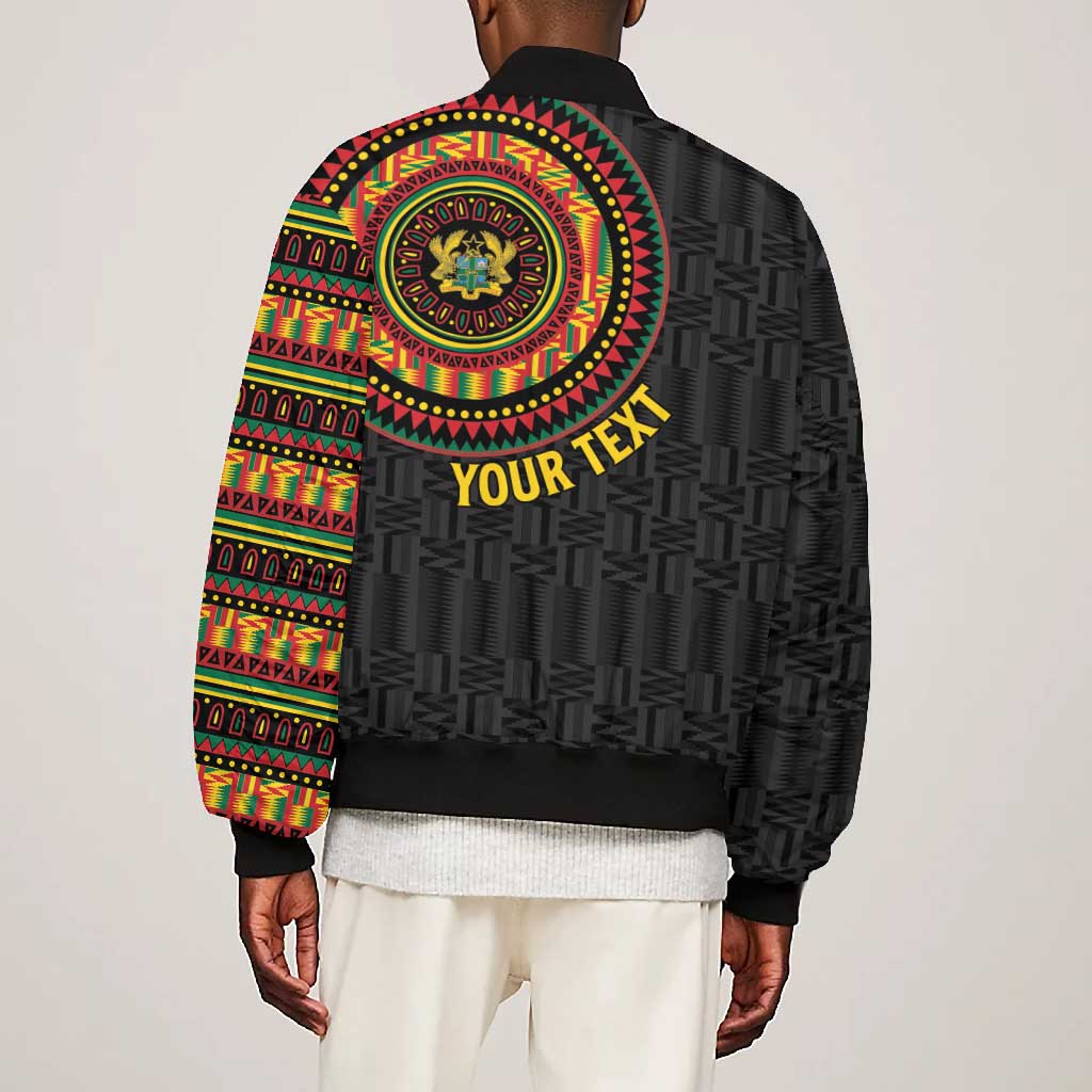 Personalised Ghana African Tribal Mix Kente Patterns Bomber Jacket Chest Arm Tattoo