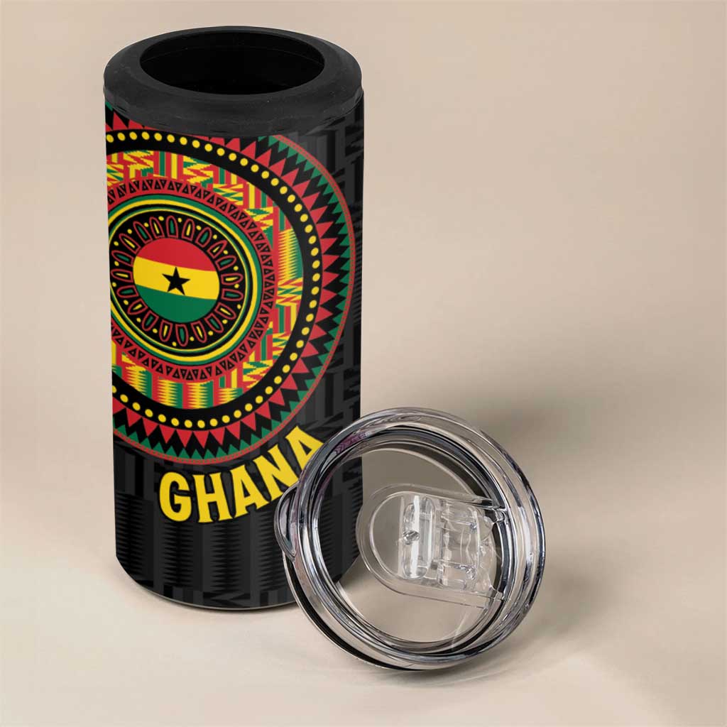 Personalised Ghana African Tribal Mix Kente Patterns 4 in 1 Can Cooler Tumbler Chest Arm Tattoo