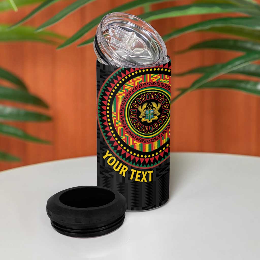 Personalised Ghana African Tribal Mix Kente Patterns 4 in 1 Can Cooler Tumbler Chest Arm Tattoo