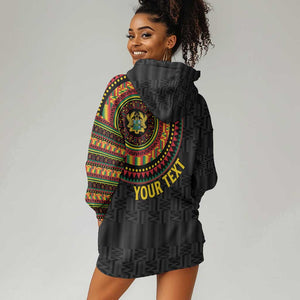 Personalised Ghana African Tribal Mix Kente Patterns Hoodie Dress Chest Arm Tattoo