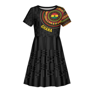 Personalised Ghana African Tribal Mix Kente Patterns Kid Short Sleeve Dress Chest Arm Tattoo