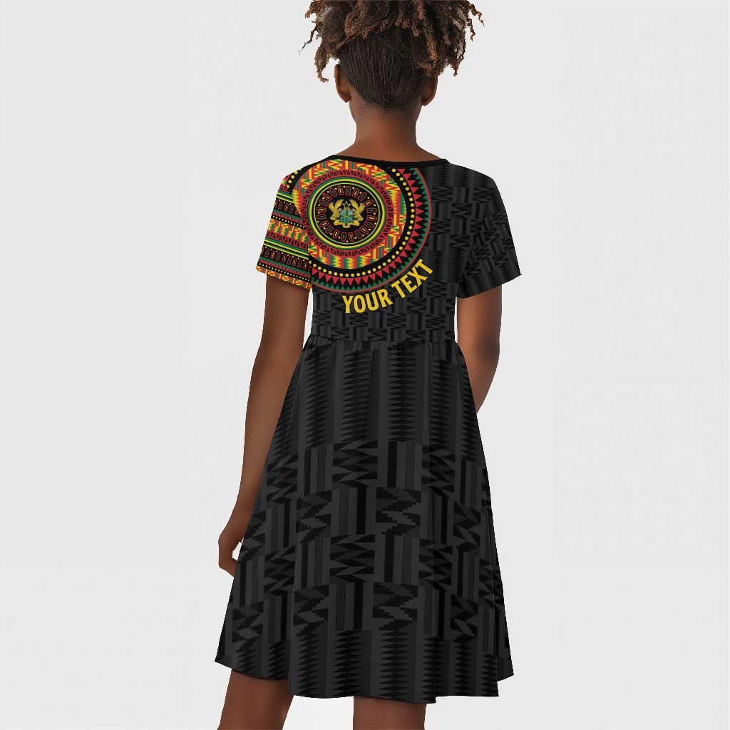 Personalised Ghana African Tribal Mix Kente Patterns Kid Short Sleeve Dress Chest Arm Tattoo