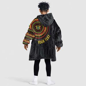Personalised Ghana African Tribal Mix Kente Patterns Kid Wearable Blanket Hoodie Chest Arm Tattoo