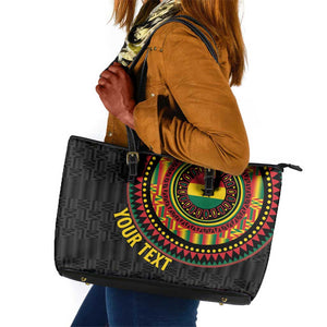 Personalised Ghana African Tribal Mix Kente Patterns Leather Tote Bag Chest Arm Tattoo
