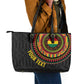 Personalised Ghana African Tribal Mix Kente Patterns Leather Tote Bag Chest Arm Tattoo