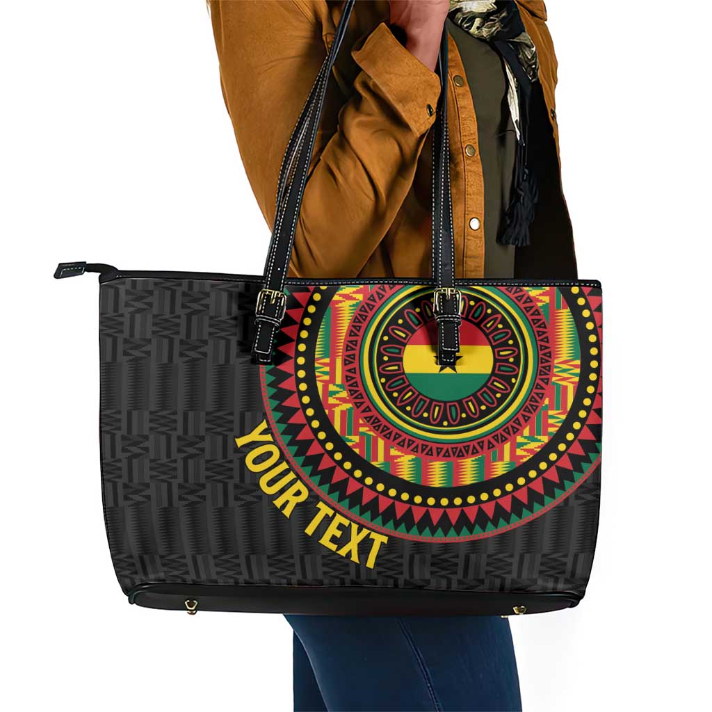 Personalised Ghana African Tribal Mix Kente Patterns Leather Tote Bag Chest Arm Tattoo