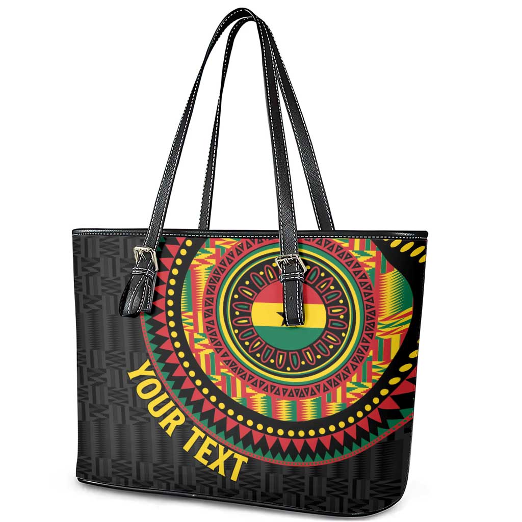 Personalised Ghana African Tribal Mix Kente Patterns Leather Tote Bag Chest Arm Tattoo