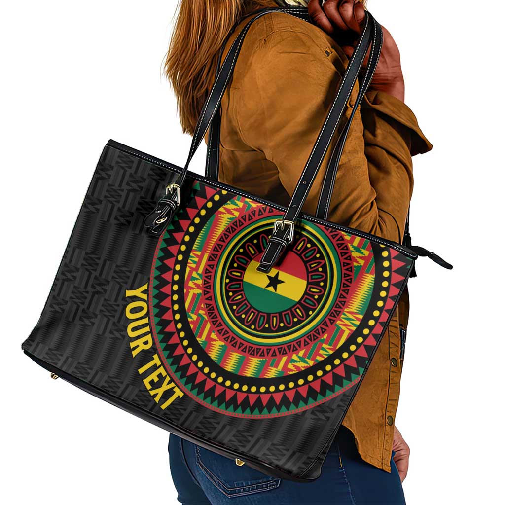 Personalised Ghana African Tribal Mix Kente Patterns Leather Tote Bag Chest Arm Tattoo