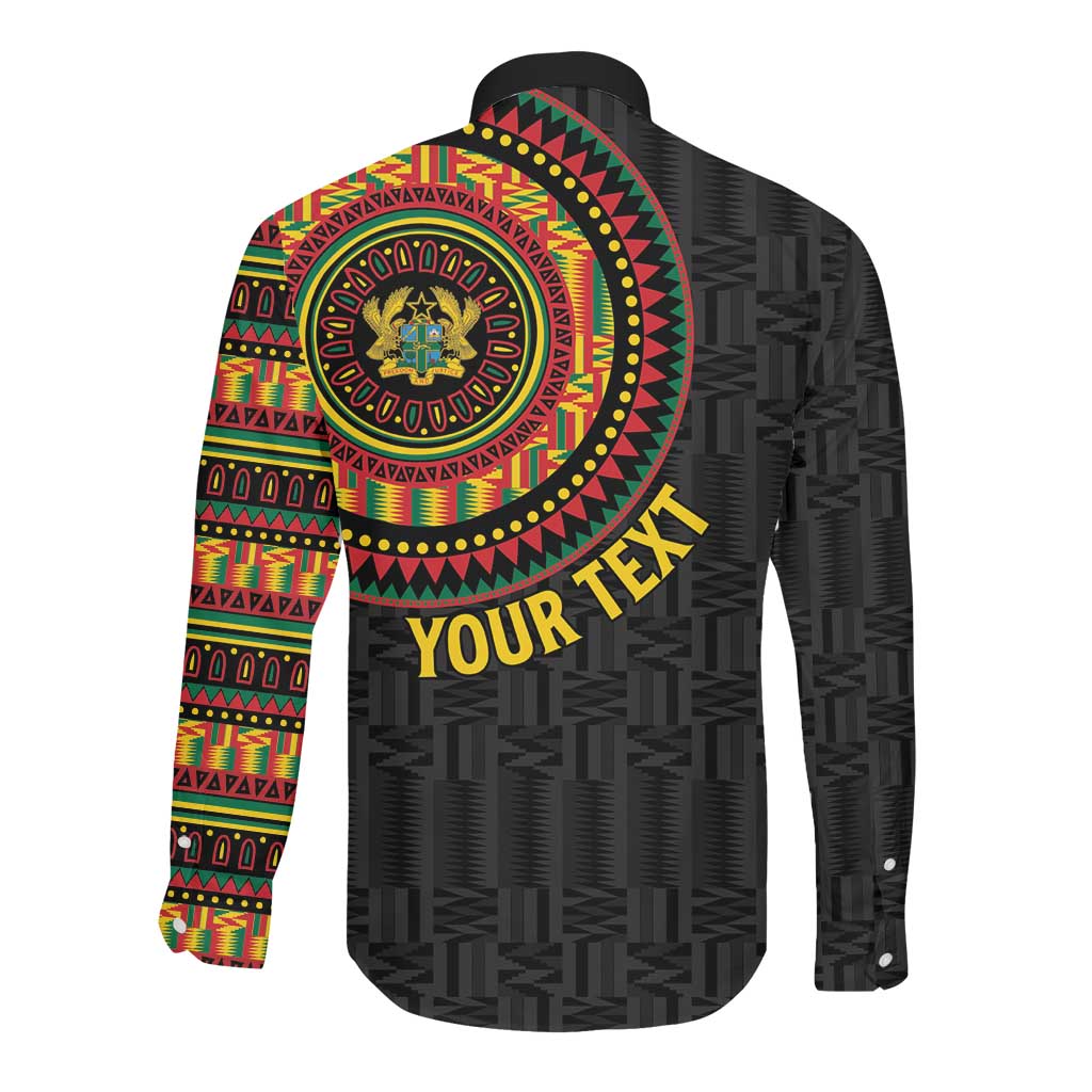 Personalised Ghana African Tribal Mix Kente Patterns Long Sleeve Button Shirt Chest Arm Tattoo