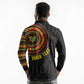 Personalised Ghana African Tribal Mix Kente Patterns Long Sleeve Polo Shirt Chest Arm Tattoo