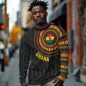 Personalised Ghana African Tribal Mix Kente Patterns Long Sleeve Shirt Chest Arm Tattoo