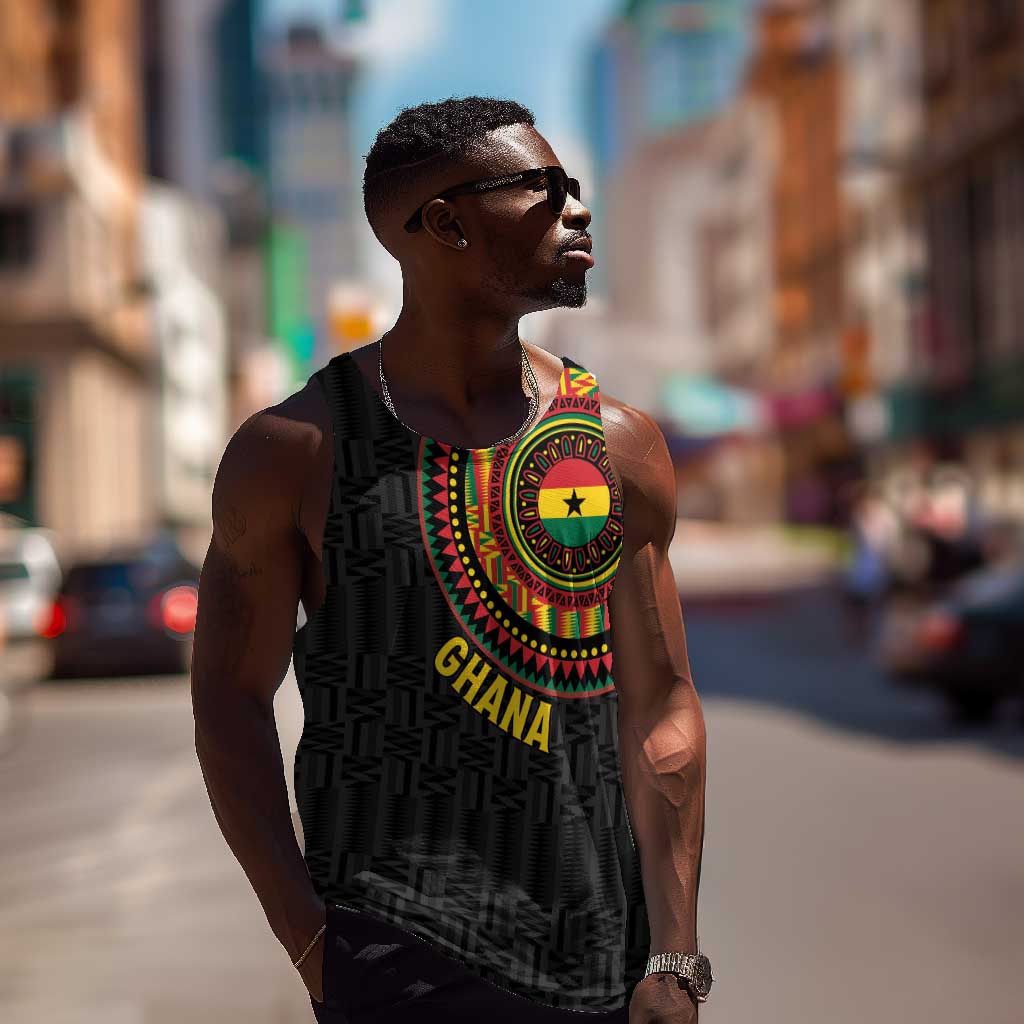 Personalised Ghana African Tribal Mix Kente Patterns Men Tank Top Chest Arm Tattoo