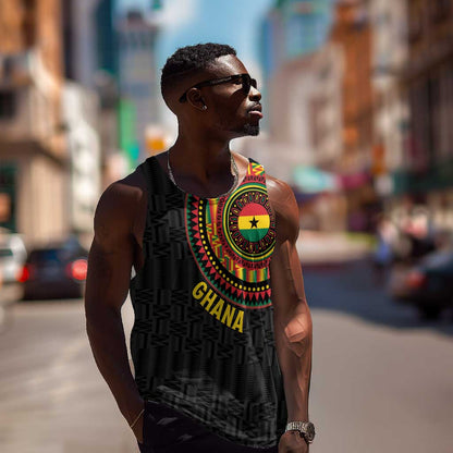 Personalised Ghana African Tribal Mix Kente Patterns Men Tank Top Chest Arm Tattoo