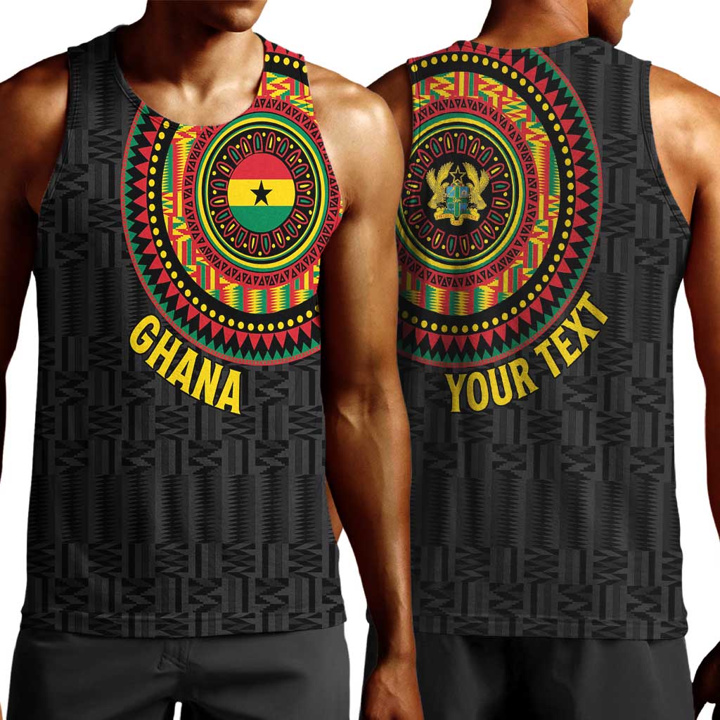 Personalised Ghana African Tribal Mix Kente Patterns Men Tank Top Chest Arm Tattoo