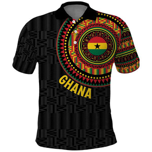 Personalised Ghana African Tribal Mix Kente Patterns Polo Shirt Chest Arm Tattoo