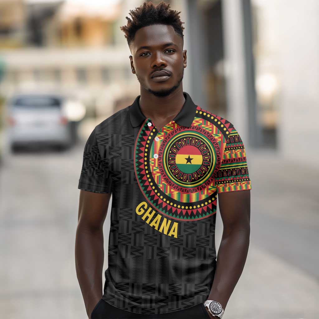 Personalised Ghana African Tribal Mix Kente Patterns Polo Shirt Chest Arm Tattoo
