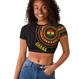 Personalised Ghana African Tribal Mix Kente Patterns Raglan Cropped T shirt Chest Arm Tattoo