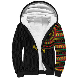 Personalised Ghana African Tribal Mix Kente Patterns Sherpa Hoodie Chest Arm Tattoo