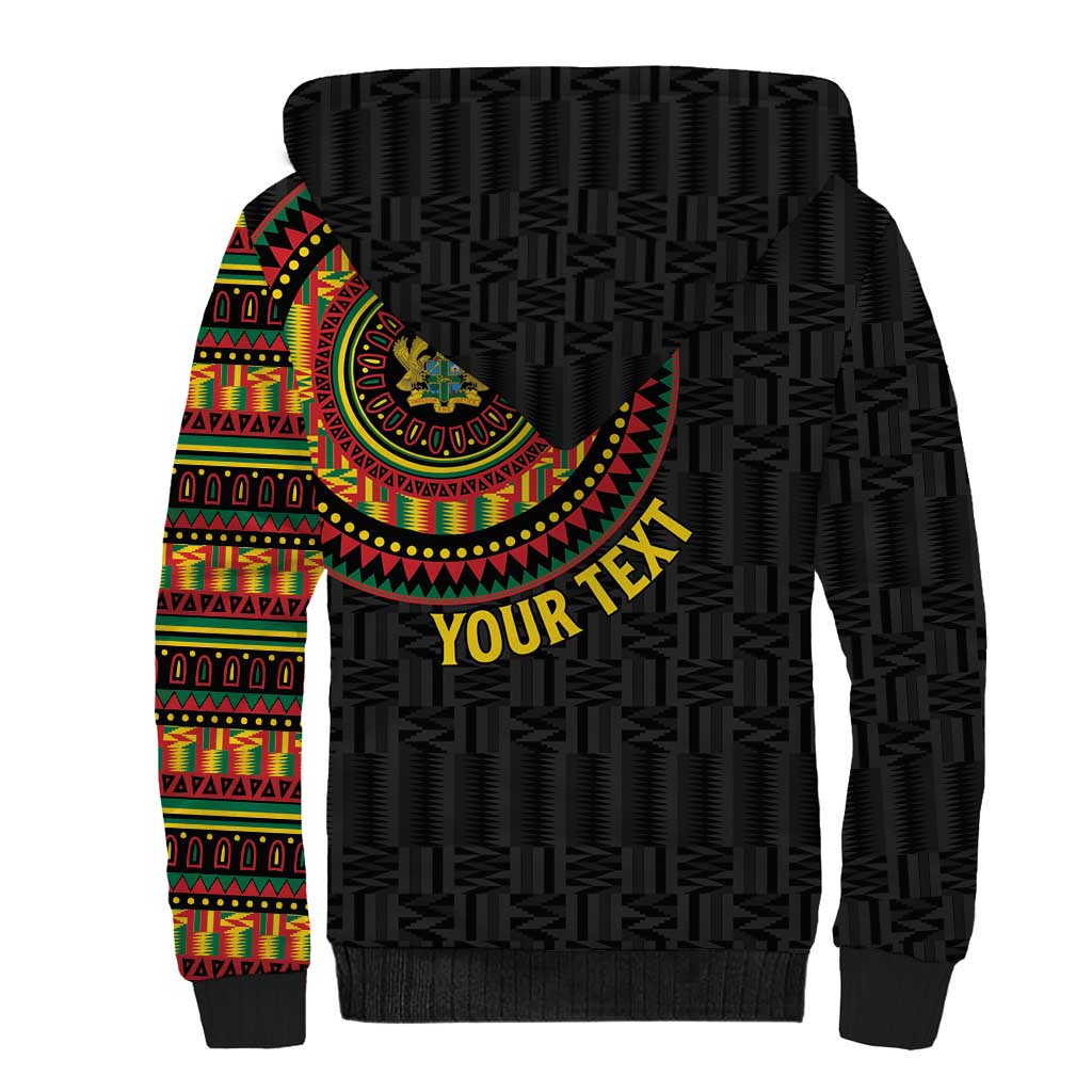 Personalised Ghana African Tribal Mix Kente Patterns Sherpa Hoodie Chest Arm Tattoo