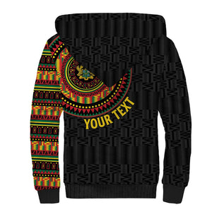 Personalised Ghana African Tribal Mix Kente Patterns Sherpa Hoodie Chest Arm Tattoo