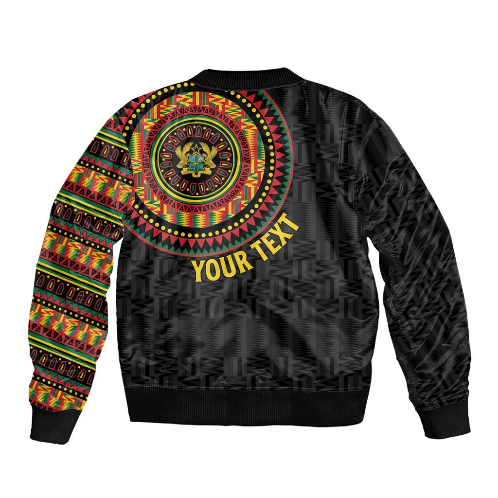 Personalised Ghana African Tribal Mix Kente Patterns Sleeve Zip Bomber Jacket Chest Arm Tattoo