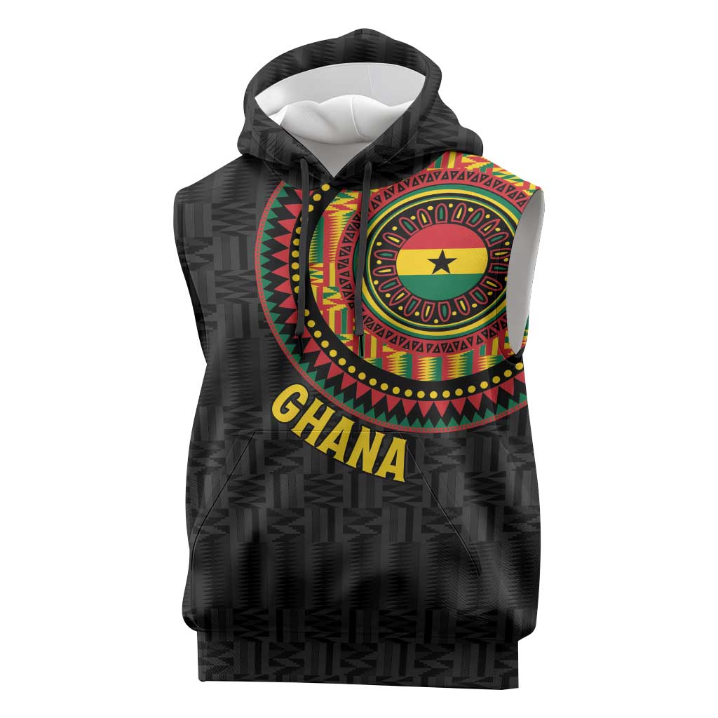 Personalised Ghana African Tribal Mix Kente Patterns Sleeveless Hoodie Chest Arm Tattoo - African Pride