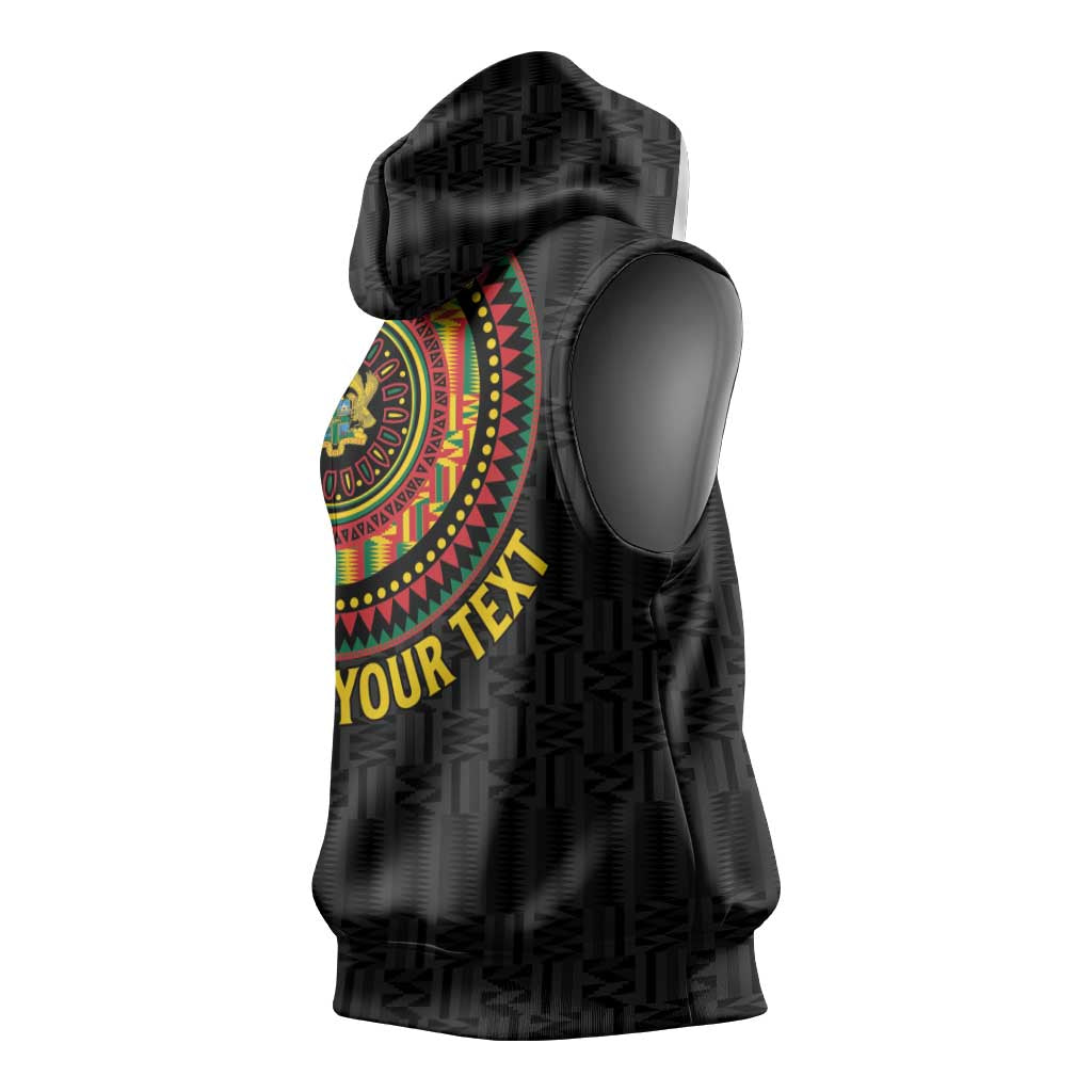 Personalised Ghana African Tribal Mix Kente Patterns Sleeveless Hoodie Chest Arm Tattoo - African Pride