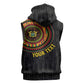 Personalised Ghana African Tribal Mix Kente Patterns Sleeveless Zip Hoodie Chest Arm Tattoo - African Pride