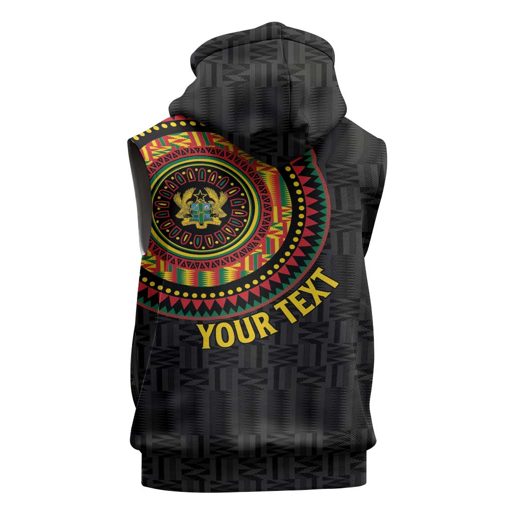 Personalised Ghana African Tribal Mix Kente Patterns Sleeveless Zip Hoodie Chest Arm Tattoo - African Pride
