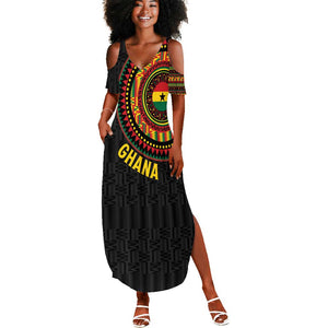 Personalised Ghana African Tribal Mix Kente Patterns Summer Maxi Dress Chest Arm Tattoo