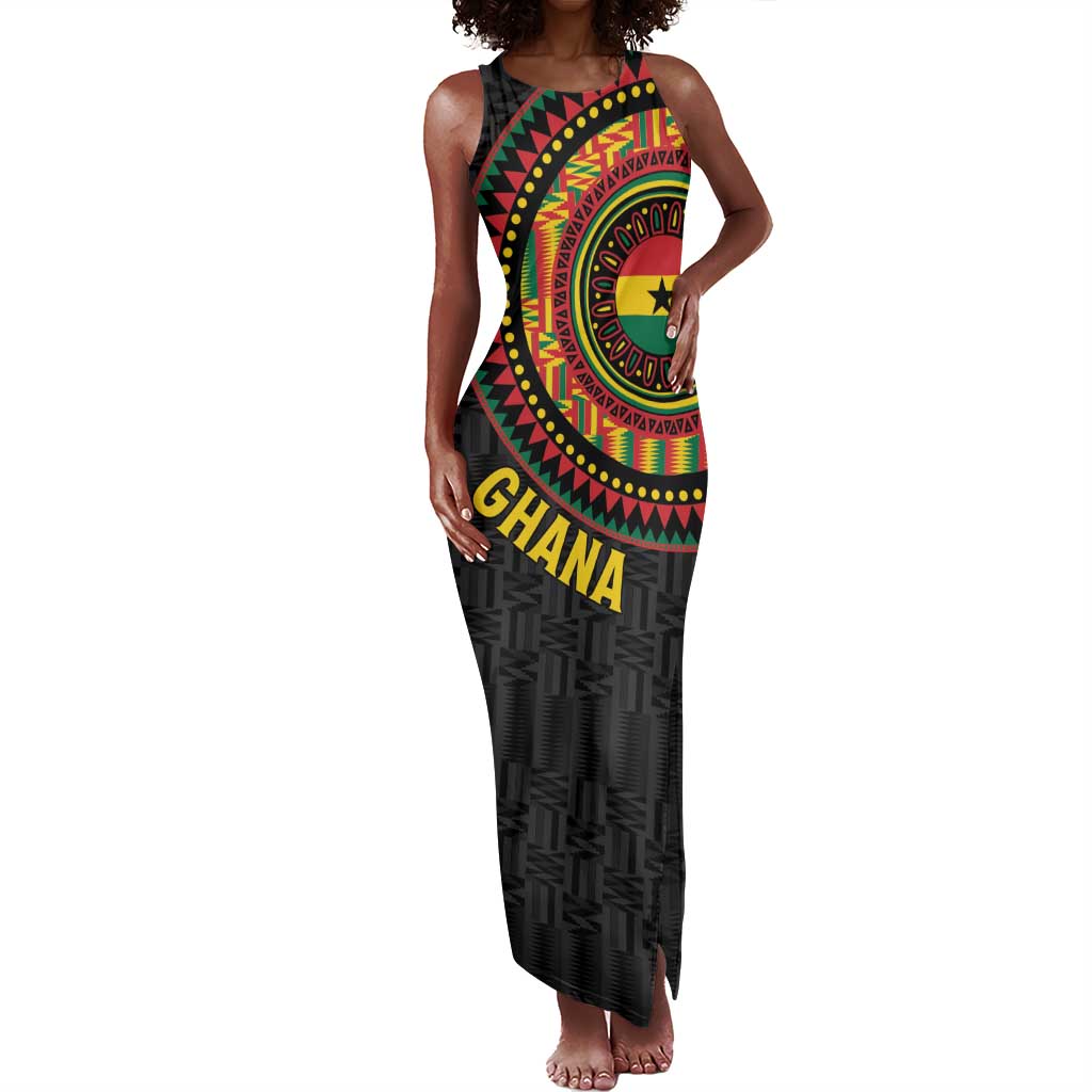 Personalised Ghana African Tribal Mix Kente Patterns Tank Maxi Dress Chest Arm Tattoo