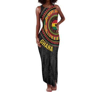 Personalised Ghana African Tribal Mix Kente Patterns Tank Maxi Dress Chest Arm Tattoo