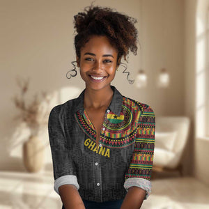 Personalised Ghana African Tribal Mix Kente Patterns Women Casual Shirt Chest Arm Tattoo