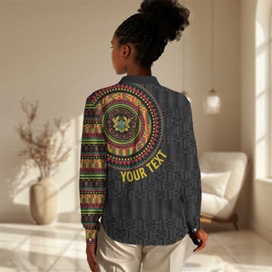Personalised Ghana African Tribal Mix Kente Patterns Women Casual Shirt Chest Arm Tattoo